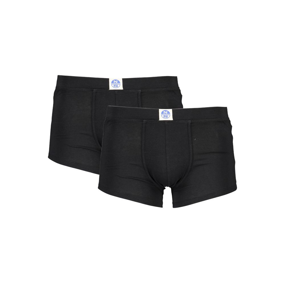 North Sails Black Cotton Men Boxer Pack, featuring a sleek design with elastic waistband, perfect blend of comfort and style.