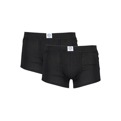 North Sails Black Cotton Men Boxer Pack, featuring a sleek design with elastic waistband, perfect blend of comfort and style.