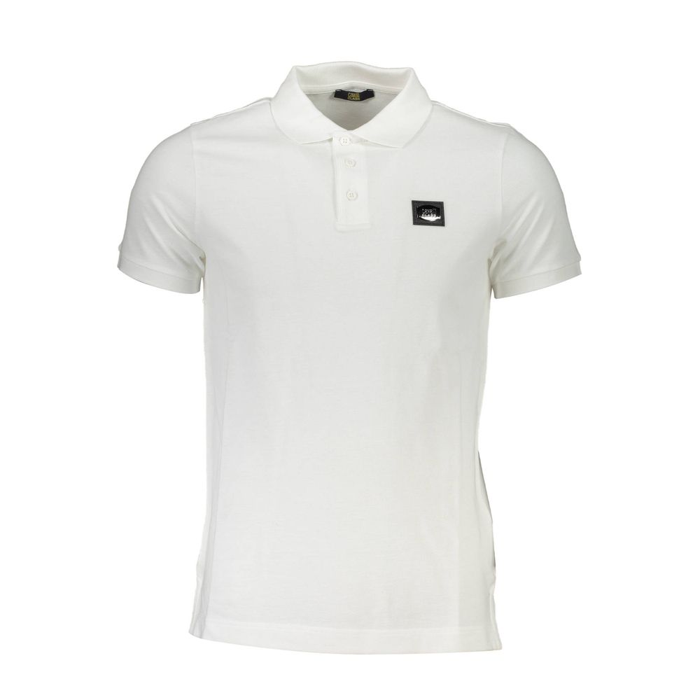 Cavalli Class White Cotton Polo Shirt