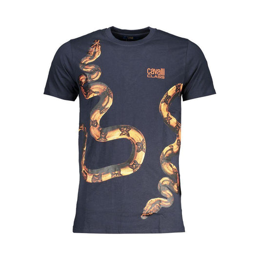 Cavalli Class Blue Cotton T-Shirt CA-28567-L