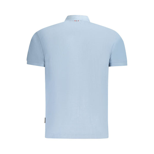 Napapijri Light Blue Cotton Men Polo Shirt NA-35696-S