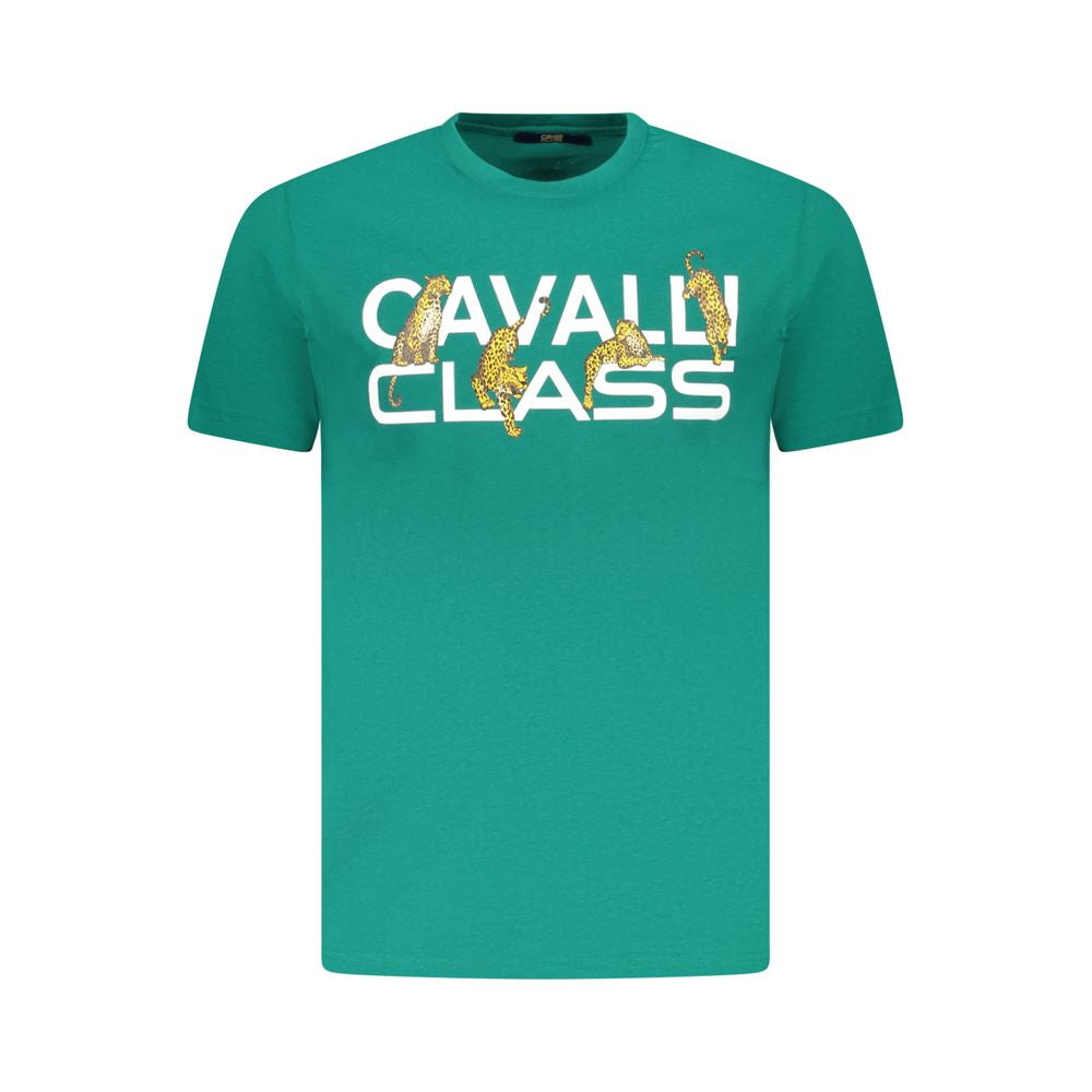 Cavalli Class Green Cotton Men T-Shirt