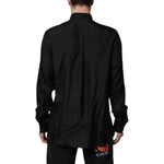 Dolce & Gabbana Dark Blue Silk MARTINI Men Formal Dress Shirt TSH906767-41