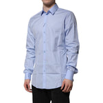 Dolce & Gabbana Blue Cotton GOLD Long Sleeves Dress Shirt TSH906774-42