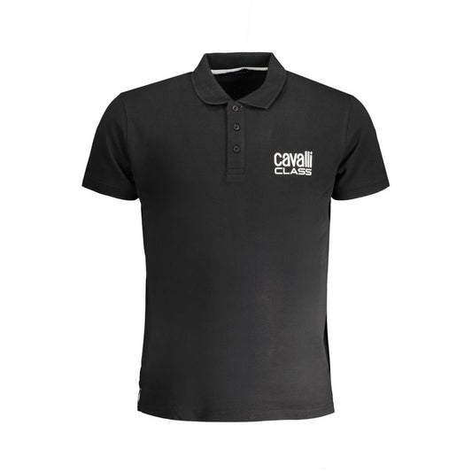 Cavalli Class Black Cotton Polo Shirt CA-30280-L