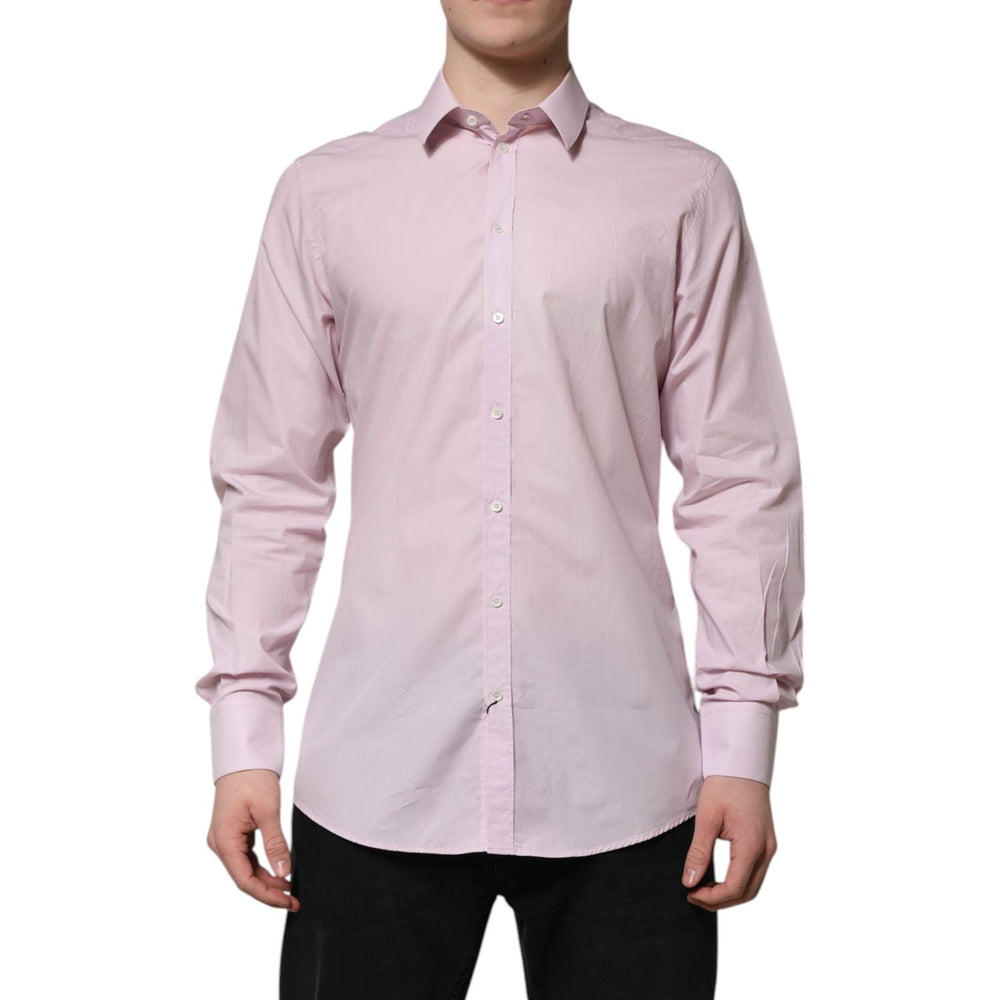 Dolce & Gabbana Pink Cotton GOLD Long Sleeves Dress Shirt