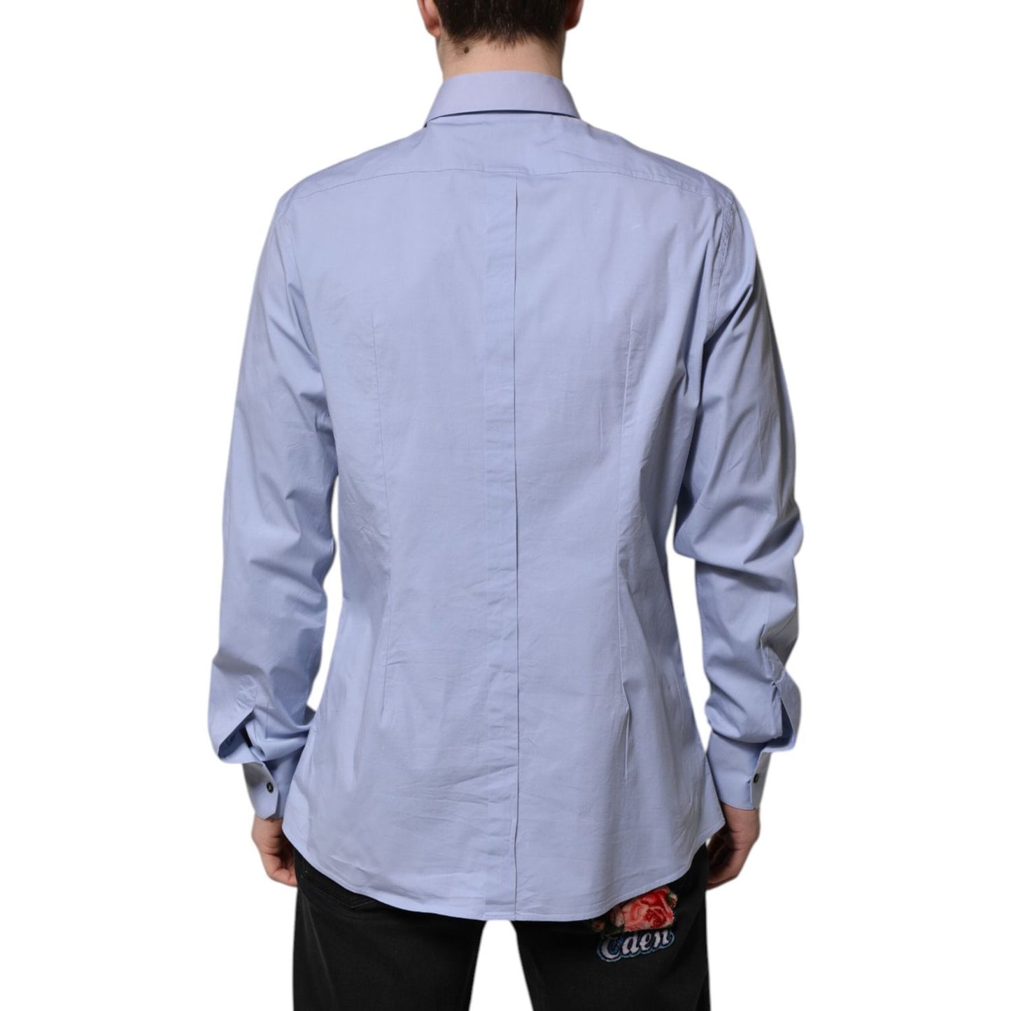 Dolce & Gabbana Blue Cotton GOLD Long Sleeves Dress Shirt TSH906937-44