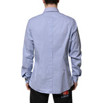 Dolce & Gabbana Blue Cotton GOLD Long Sleeves Dress Shirt TSH906937-44