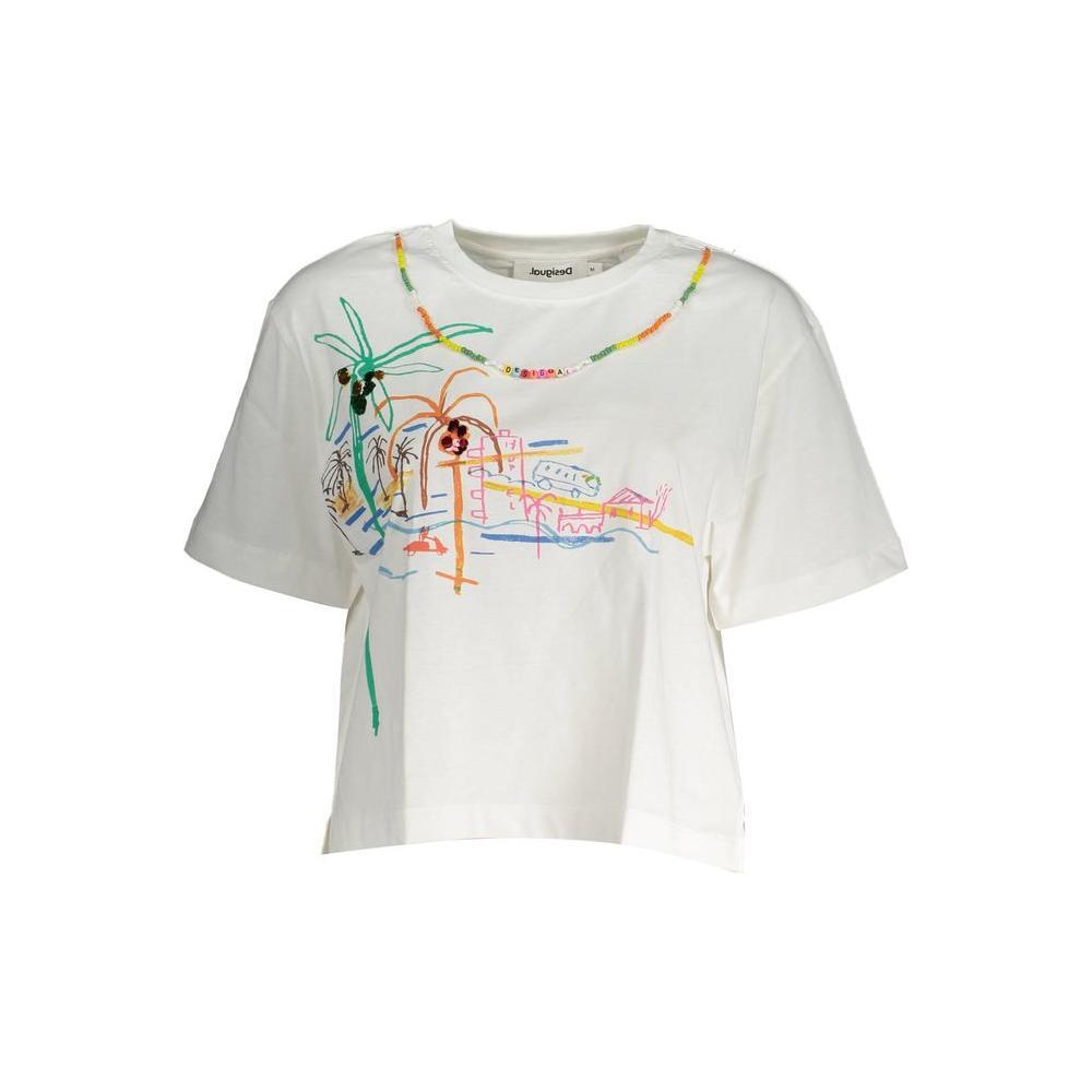 Desigual White Cotton Women Top DE-19493-XL