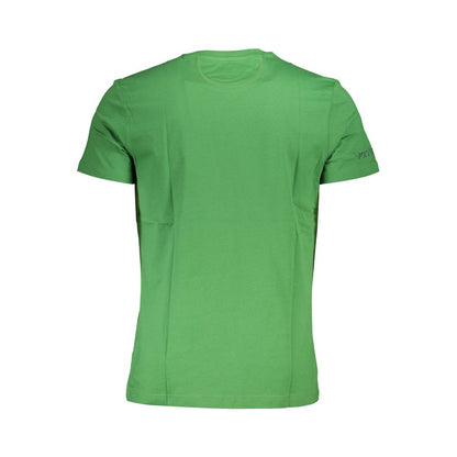 Back view of La Martina Green Cotton Men T-Shirt with crew neck and exquisite embroidery. Ideal for casual sophistication.