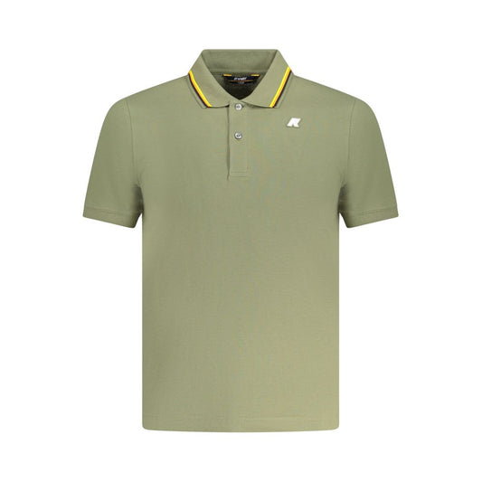 K-WAY Green Cotton Polo Shirt with short sleeves, 2 buttons, contrasting details, and logo.