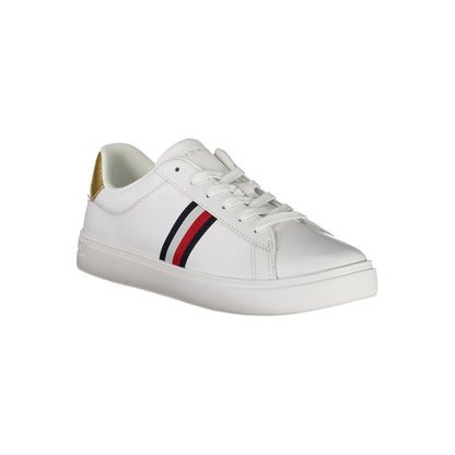 Tommy Hilfiger White Leather Women Sneaker with gold details and logo