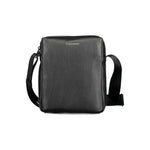 Calvin Klein black polyester men's shoulder bag with adjustable strap and minimalist design.