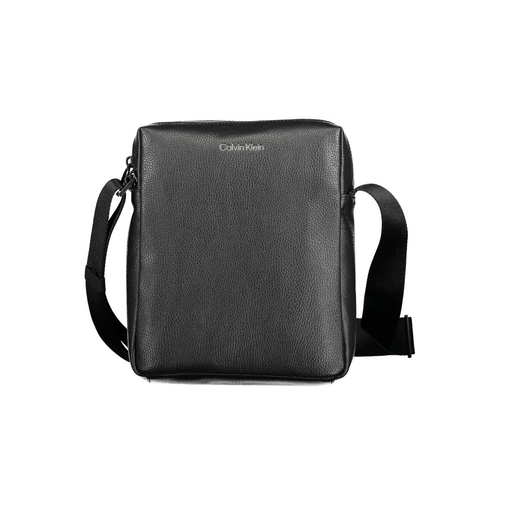 Calvin Klein Black Polyester Men Shoulder Bag with adjustable strap and minimalist design for eco-conscious luxury