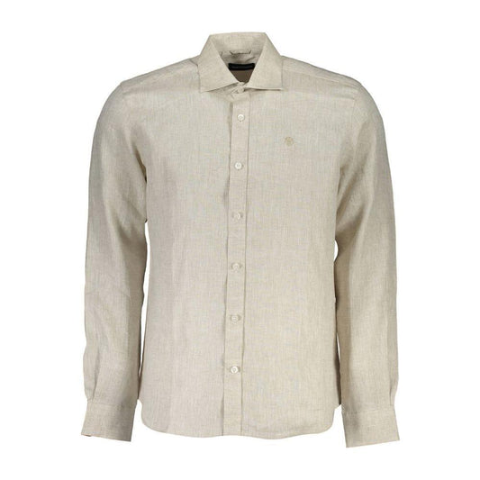 North Sails Beige Linen Men Shirt NO-37051-L