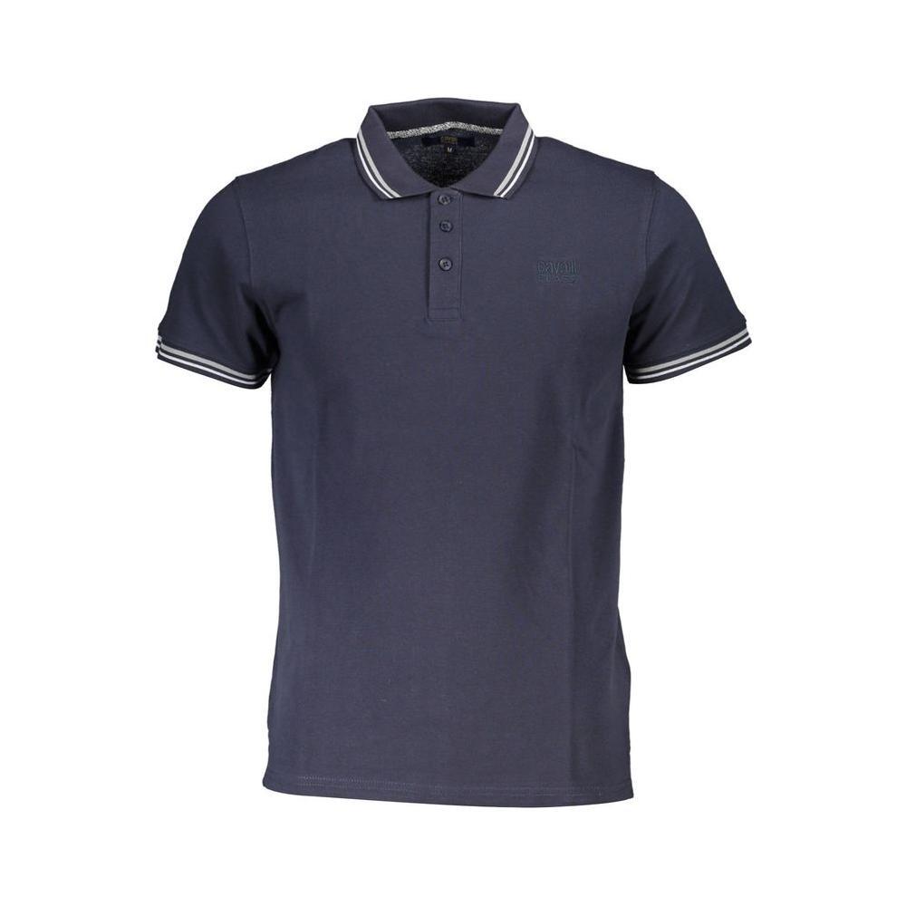 Cavalli Class Blue Cotton Men Polo Shirt CA-37340-M