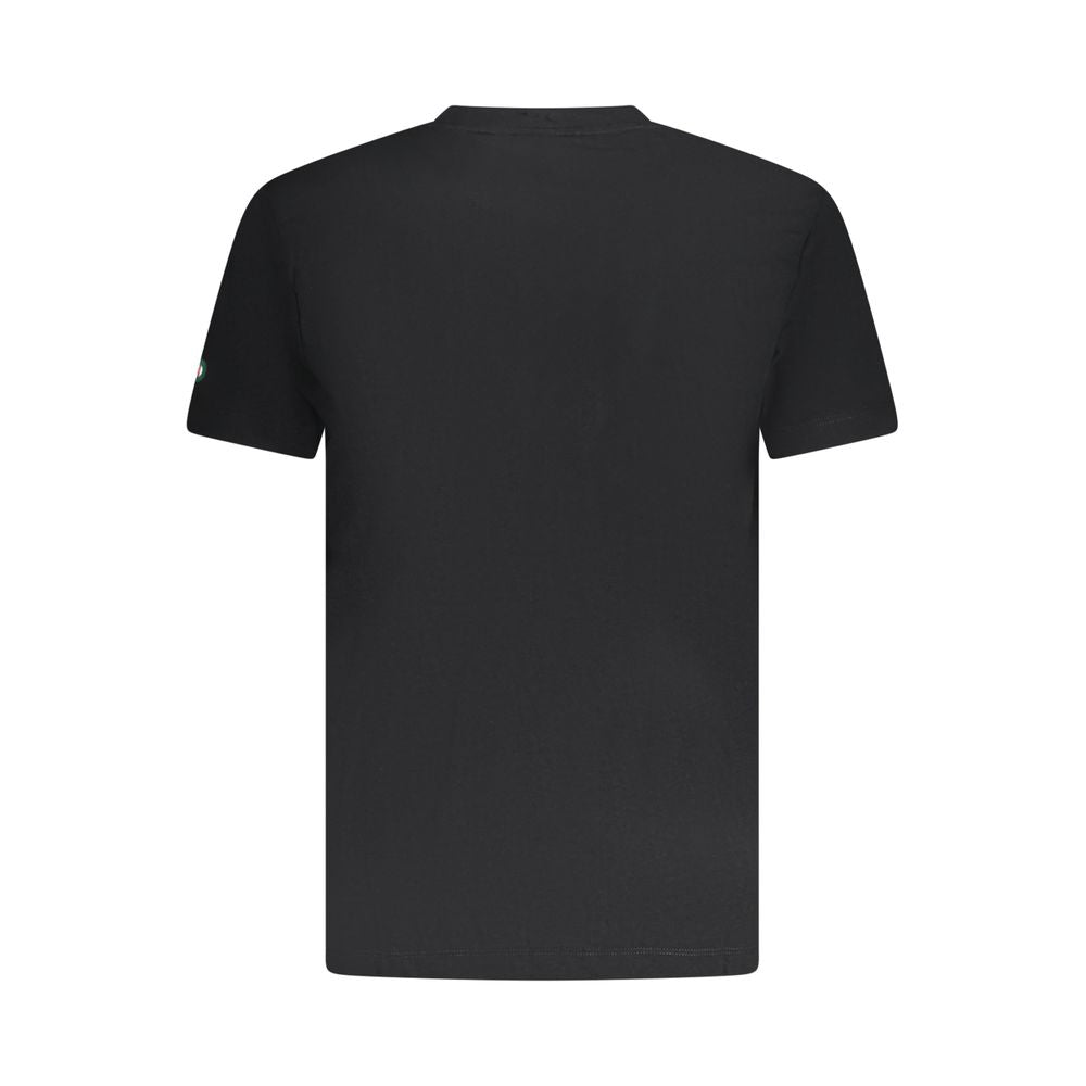 Back view of Armata Di Mare Black Cotton Men T-Shirt showcasing a plain black design with crew neck and short sleeves.