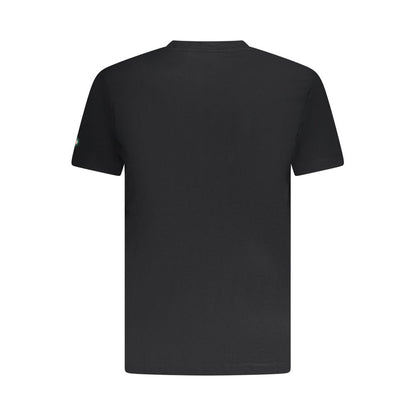 Back view of Armata Di Mare Black Cotton Men T-Shirt showcasing a plain black design with crew neck and short sleeves.