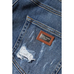 Dolce & Gabbana Blue Tattered Cotton Low Waist Denim Jeans PAN76490-46