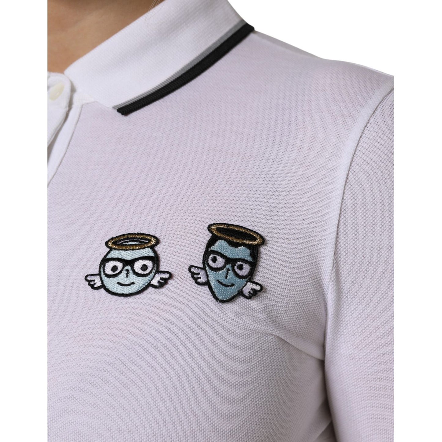 Dolce & Gabbana White Cotton Short Sleeves Collared Polo Top