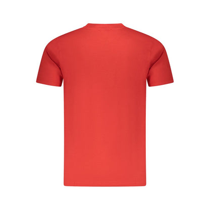 Cavalli Class Red Cotton Men T-Shirt back view showcasing classic short sleeves and premium cotton fabric for style and comfort.
