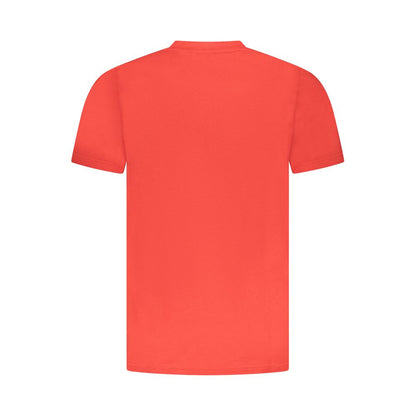 Back view of Cavalli Class Red Cotton Men T-Shirt, featuring a bold design with a crew neck and premium cotton fabric for comfort.
