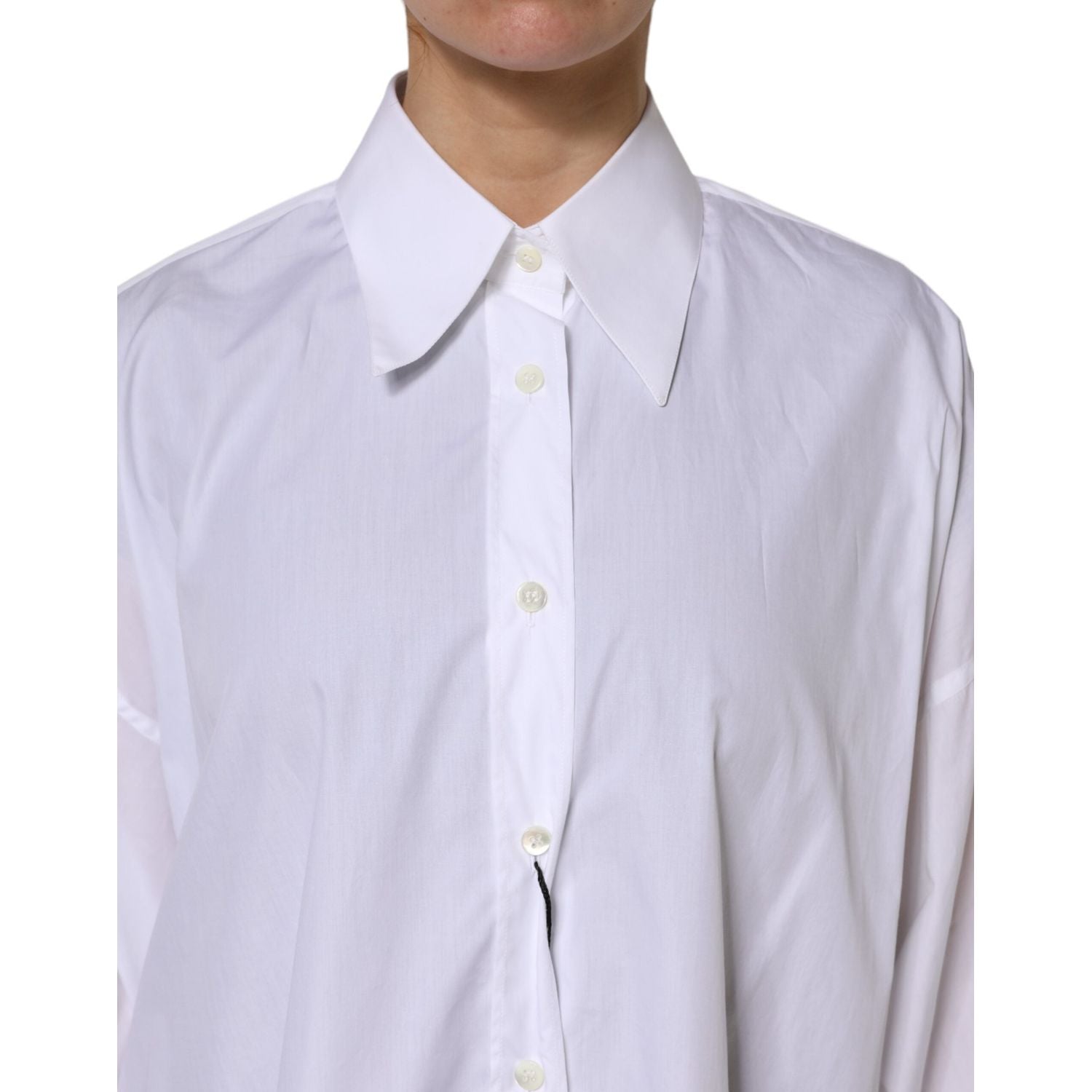 Dolce & Gabbana White Cotton Collared Shirt Long Sleeve Top
