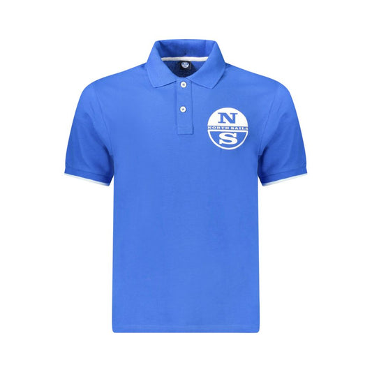 North Sails Blue Cotton Men Polo Shirt NO-34366-M