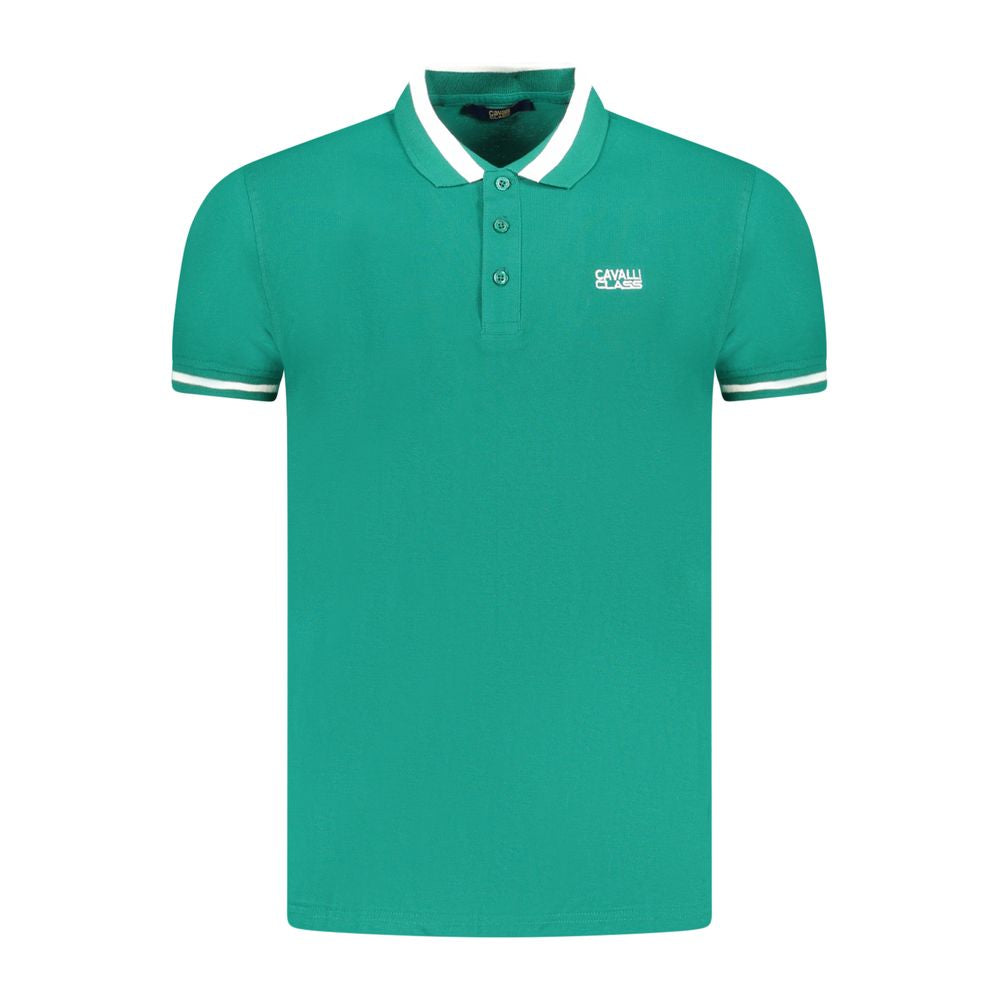 Cavalli Class Green Cotton Men Polo Shirt CA-36634-M
