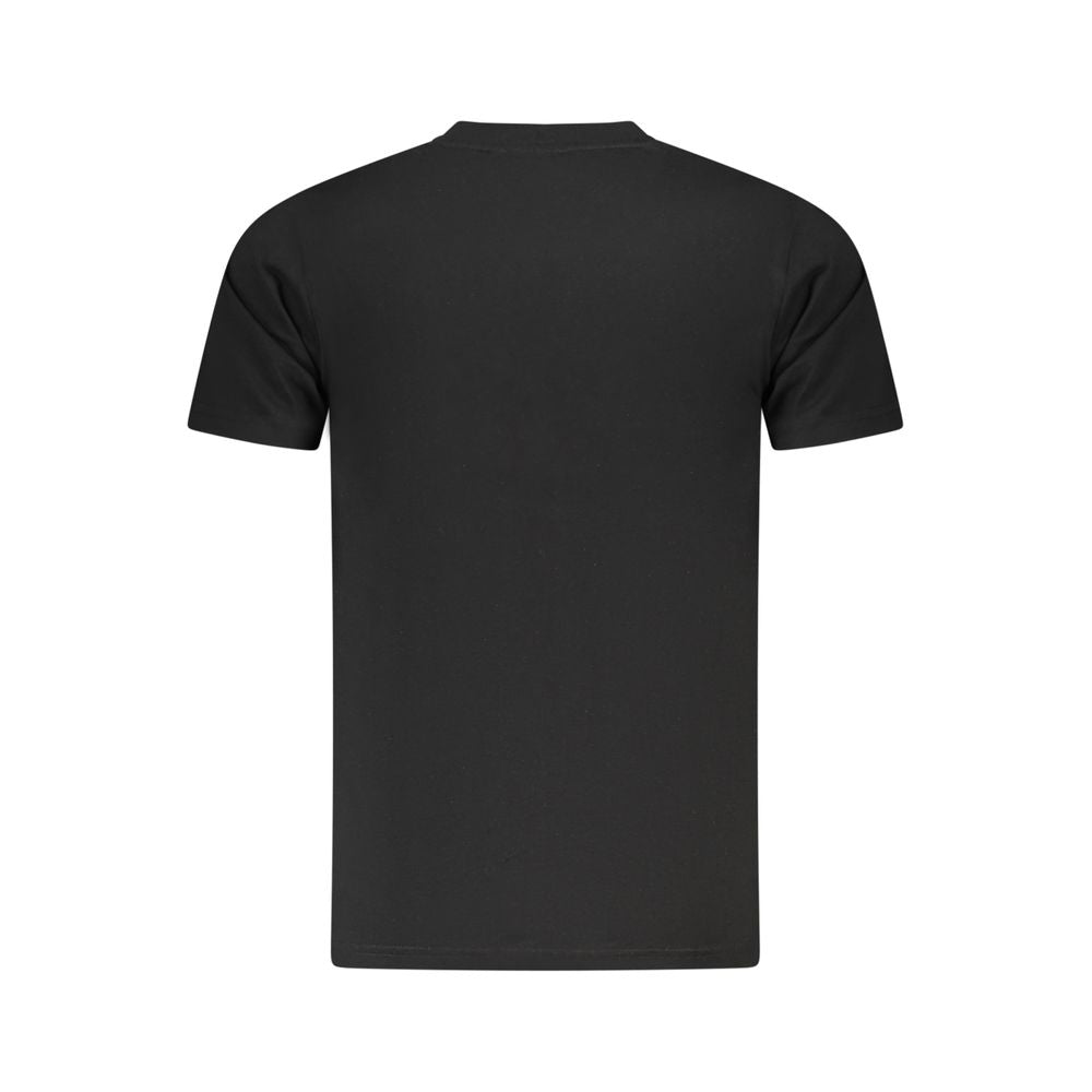 Cavalli Class Black Cotton Men T-Shirt featuring sleek contemporary design and logo on the back, crafted for comfort and style.