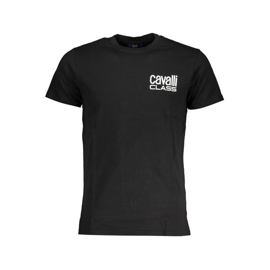 Cavalli Class Black Cotton T-Shirt CA-28596-XL