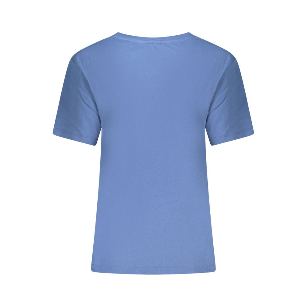 North Sails Blue Cotton Women T-Shirt with wide neck and embossed logo, back view showing soft cotton fabric and stylish design.