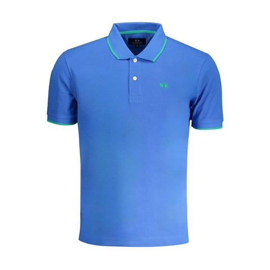 La Martina Blue Cotton Polo Shirt LA-30435-L-FBB-384