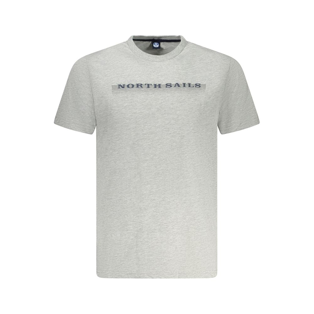 North Sails Brown Cotton Men T-Shirt with logo print, short sleeves, crew neck, designed for comfort and style, made in Egypt