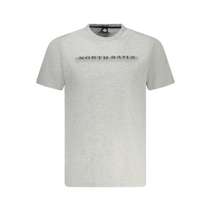 North Sails Brown Cotton Men T-Shirt with logo print, short sleeves, crew neck, designed for comfort and style, made in Egypt