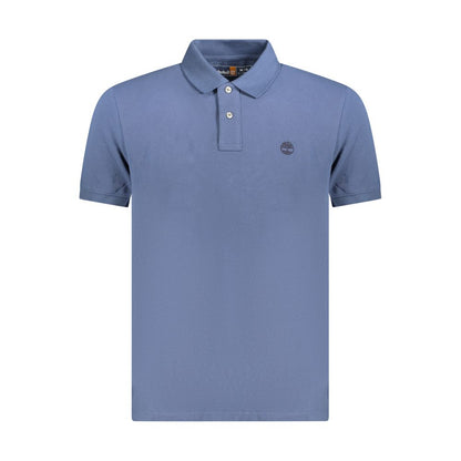 Timberland Blue Cotton Polo Shirt with short sleeves, regular fit, two buttons, and logo embroidery. Ideal for casual wear.