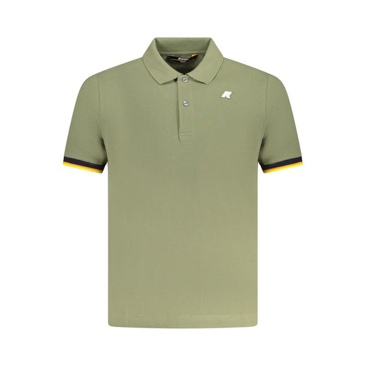 K-WAY Green Cotton Polo Shirt with short sleeves, 2 buttons, contrasting details, and logo.