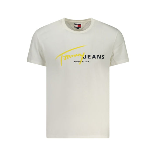 Tommy Hilfiger White Cotton Men T-Shirt with logo, eco-friendly fashion