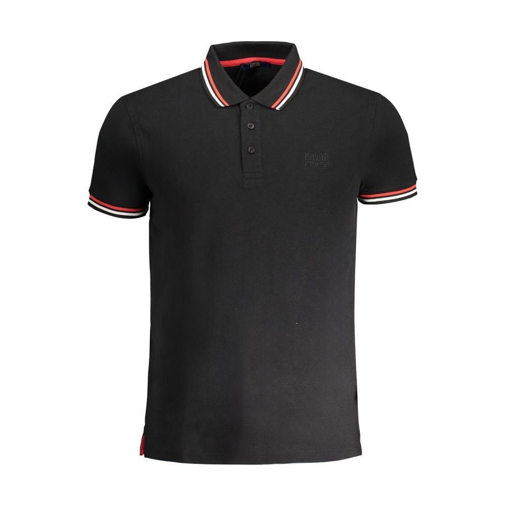 Cavalli Class Black Cotton Polo Shirt CA-30276-L