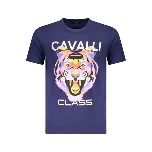 Cavalli Class Blue Cotton Men T-Shirt CA-36685-M