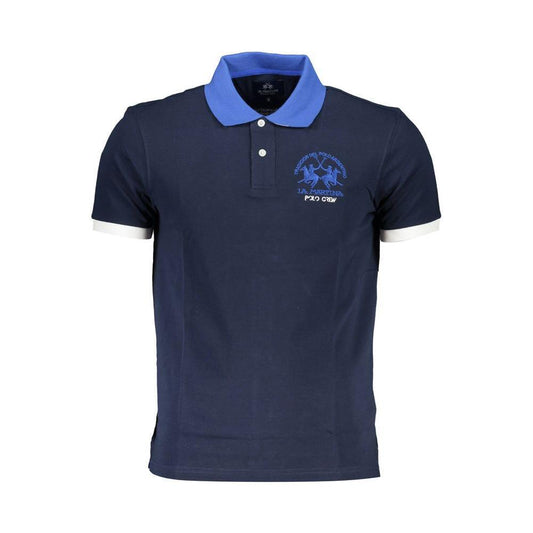 La Martina Blue Cotton Mens Polo Shirt LA-36832-M