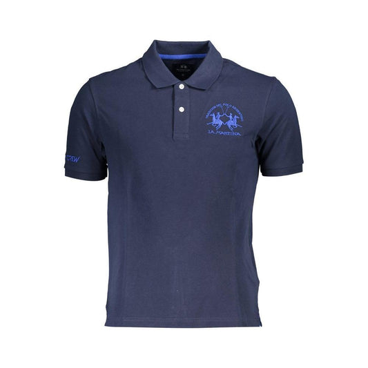 La Martina Blue Cotton Men Polo Shirt LA-37100-M