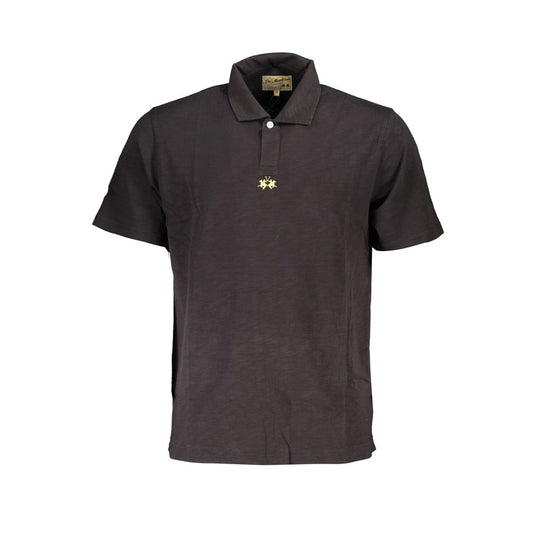 La Martina Elegant Black Cotton Polo Shirt Regular Fit LA-23081-S