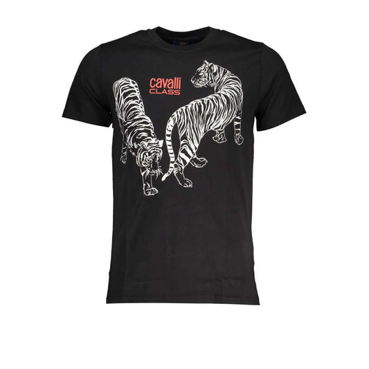 Cavalli Class Black Cotton T-Shirt CA-28465-L