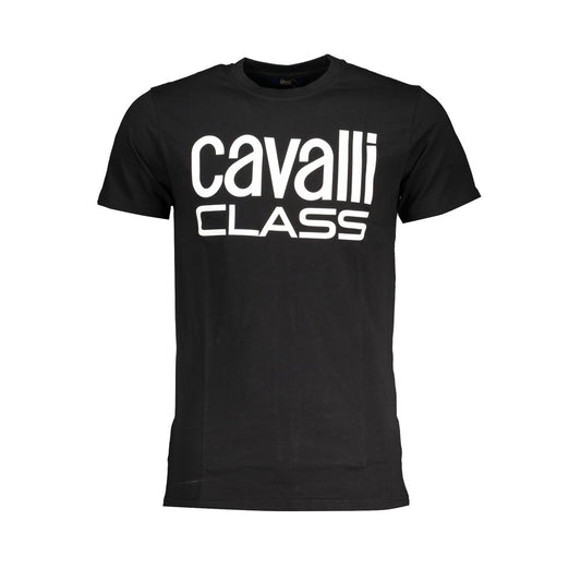 Cavalli Class Black Cotton T-Shirt CA-28621-XL
