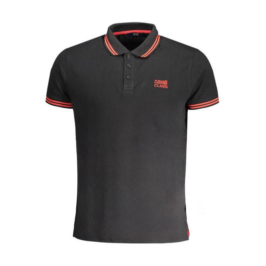 Cavalli Class Black Cotton Polo Shirt CA-30274-L