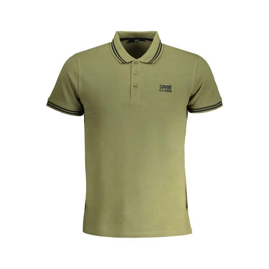 Cavalli Class Green Cotton Polo Shirt CA-30279-XL