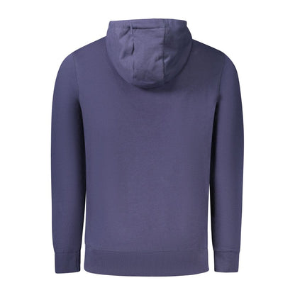 Back view of North Sails Blue Cotton Men Sweater showcasing long sleeves and hoodie.