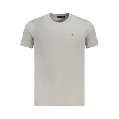 Napapijri Brown Cotton Men T-Shirt with short sleeves, crew neck, and embroidered logo, offering stylish comfort in a versatile brown hue.