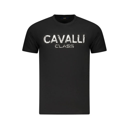 Cavalli Class Black Cotton Men T-Shirt CA-36640-M
